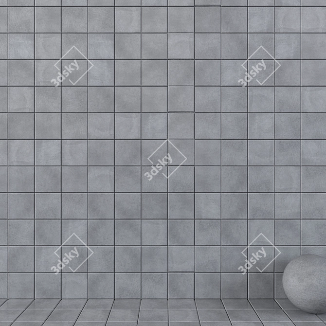 Cobalt Blue Multi-Texture Wall Tiles 3D model image 1