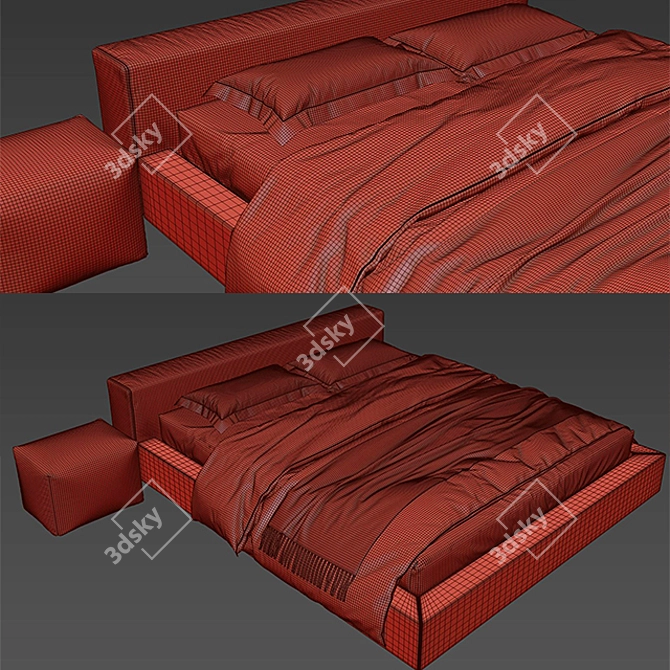 Kubrick Desiree Bed: Sleek and Stylish Slumber 3D model image 3