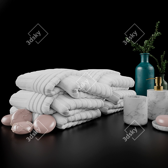 Luxury Bath Decor Set 3D model image 2