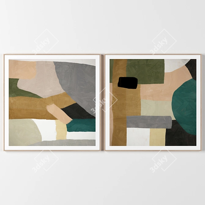 Wooden Frame Collection: 2 Frames, 900x900mm 3D model image 1