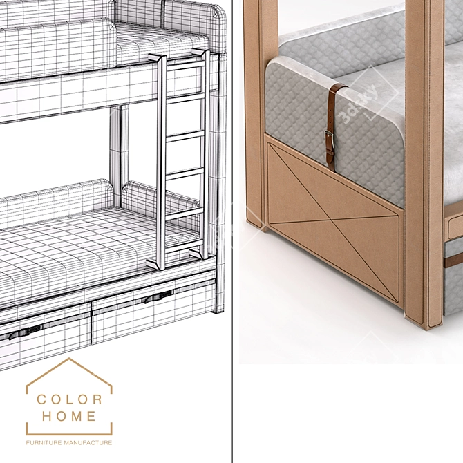 Brothers Bunk Bed: Iriska's Quality Sleep Solution 3D model image 3