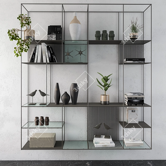 Stylish Metal Shelves – Elevate Your Decor 3D model image 1