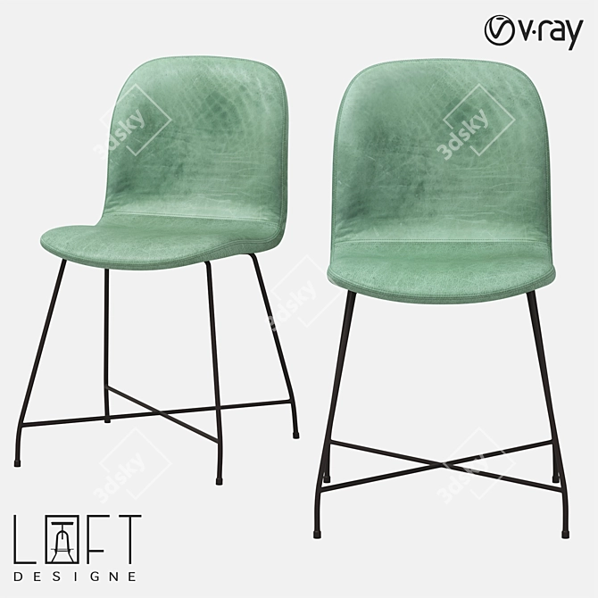 Modern Metal and Leather Chair 3D model image 1