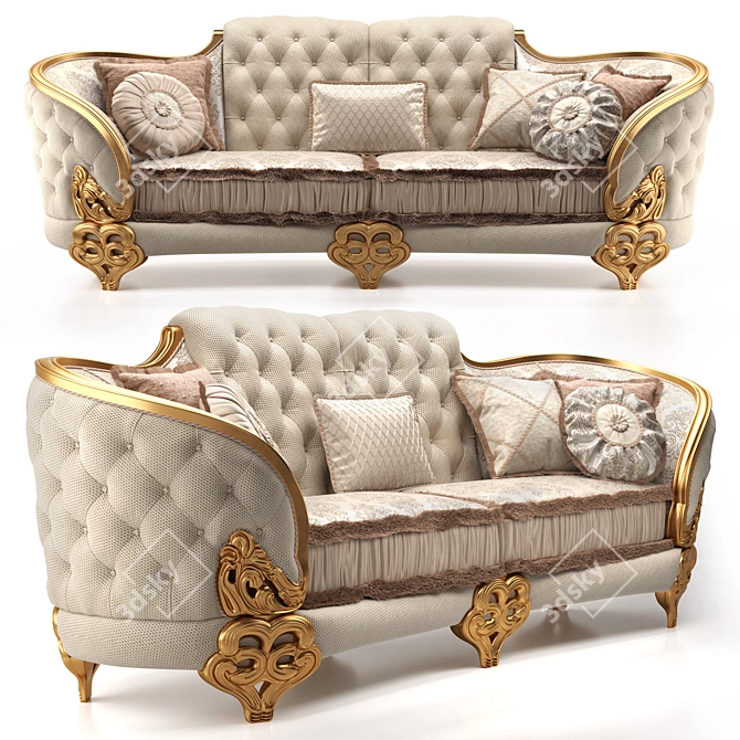 Luxurious Boboli Double Sofa: Italian Craftsmanship at Its Finest 3D model image 1