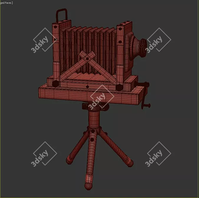 Vintage Wood Brass Camera 3D model image 3