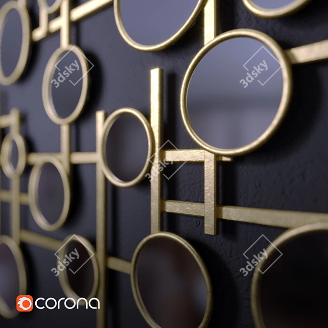 Golden Cluster Mirror Wall Decor 3D model image 2