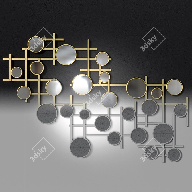 Golden Cluster Mirror Wall Decor 3D model image 3