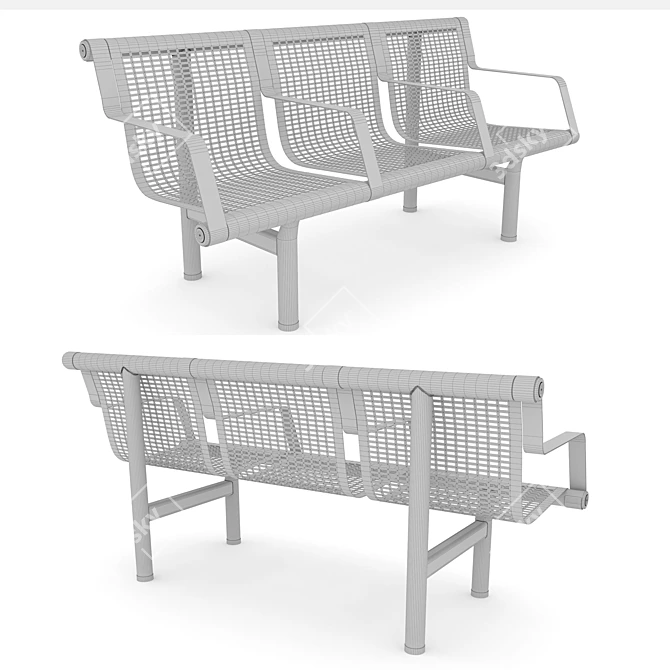 Keydar Metal and Wood Bench 3D model image 3