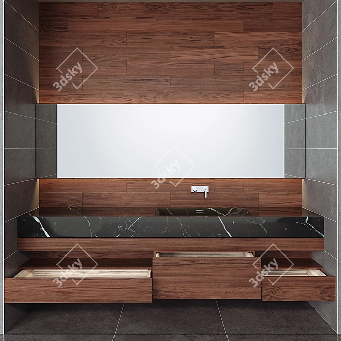 Marble Washbasin Bathroom Furniture 3D model image 1