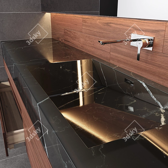 Marble Washbasin Bathroom Furniture 3D model image 2