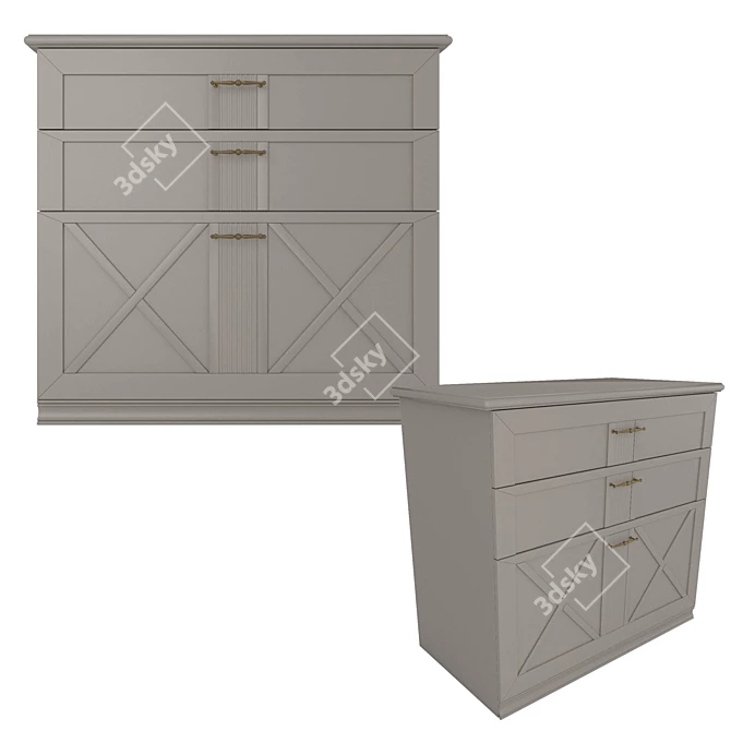 Rustic Retreat 2-Color Chest 3D model image 2