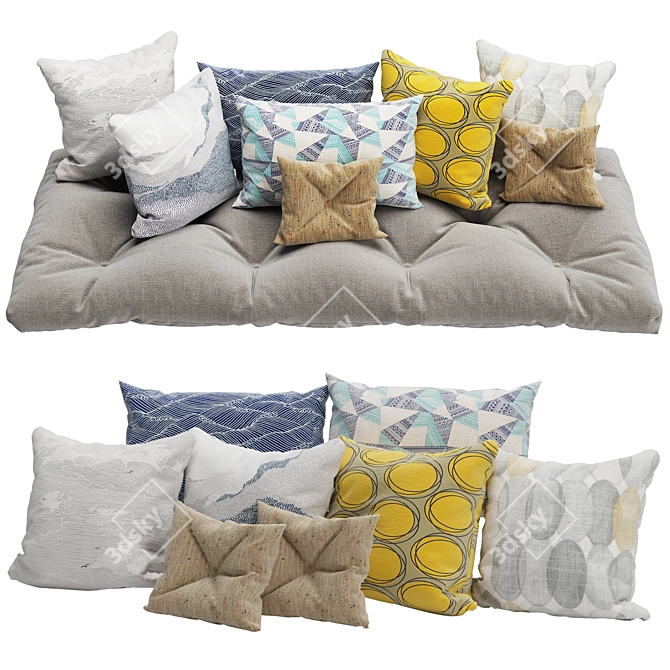 5-Piece Decorative Pillow Set 3D model image 1