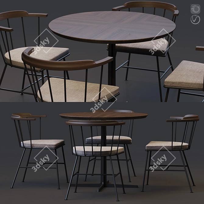 Modern Mim Chair Set 3D model image 1