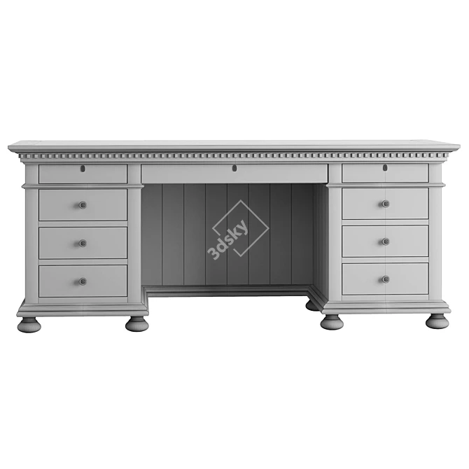 RH St James Desk Table 76"W X 30"D 3D model image 3