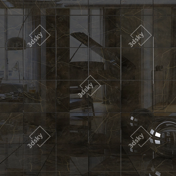 Black Multi-Texture Wall & Floor Tiles 3D model image 1