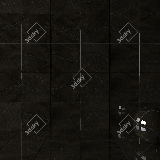 Black Multi-Texture Wall & Floor Tiles 3D model image 2