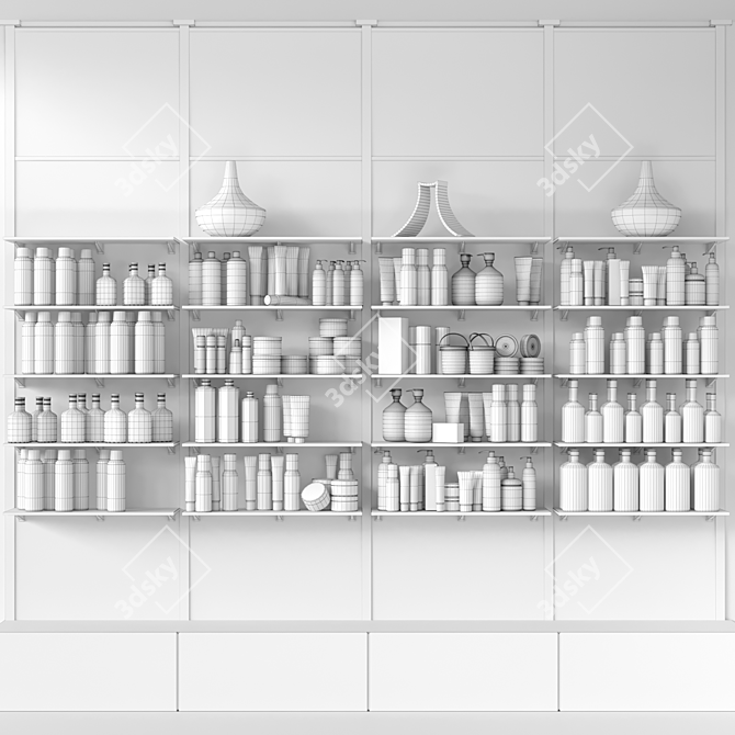 Cosmetics & Medicines Showcase: Pharmacy, Supermarket, Makeup, Cream, Beauty Salon 3D model image 2