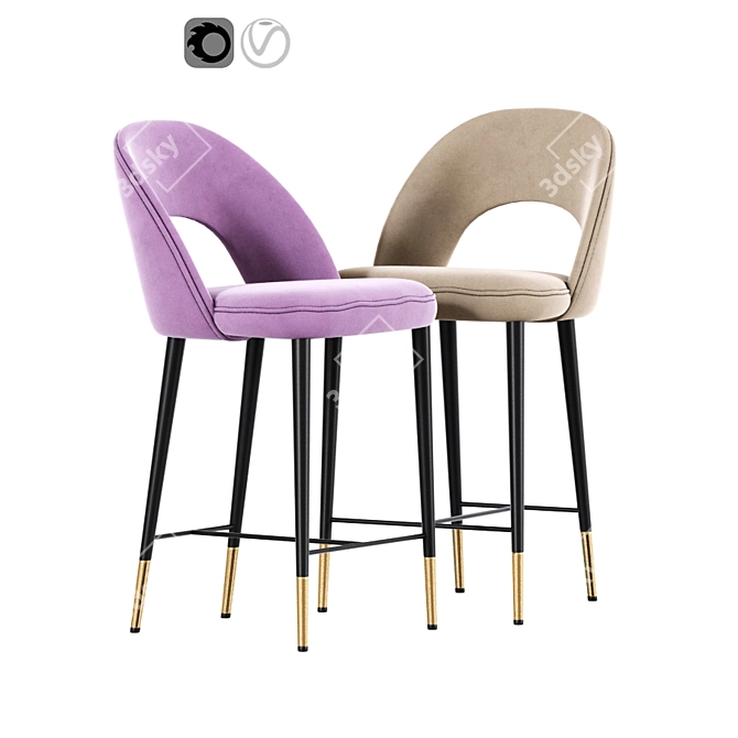 Retro Chic Barstool: Mid Century Design 3D model image 2