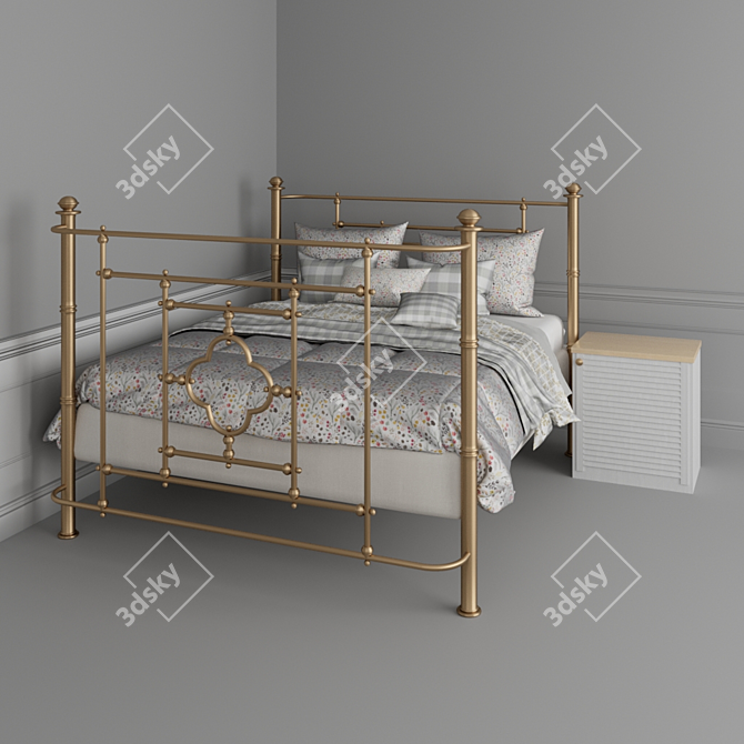 Elegant Provence-style Bed 3D model image 1