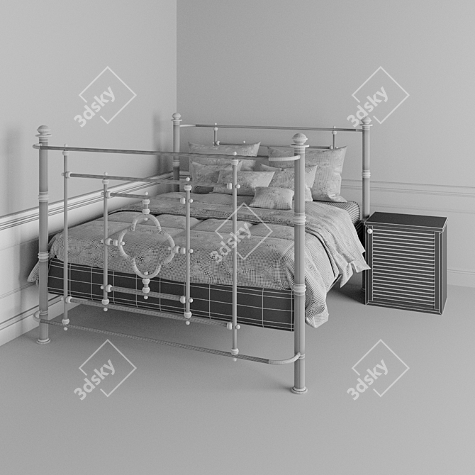 Elegant Provence-style Bed 3D model image 2