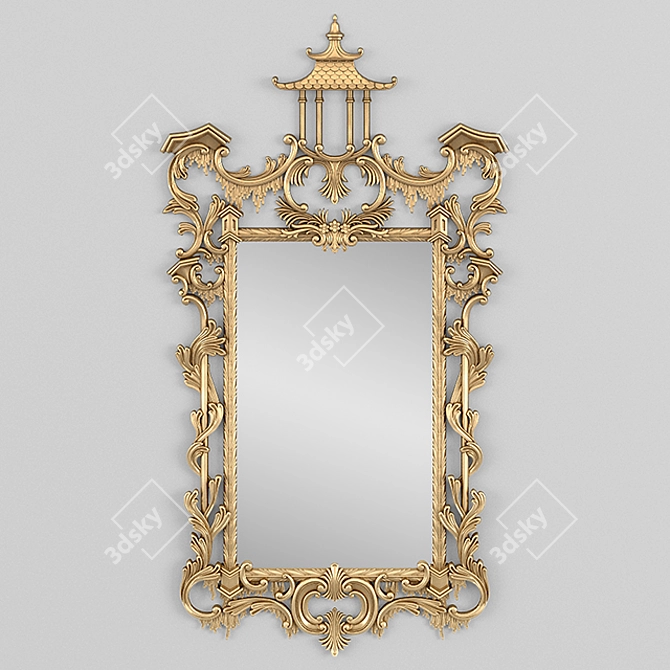 Handcrafted Silver or Gold Pavilion Mirror 3D model image 1