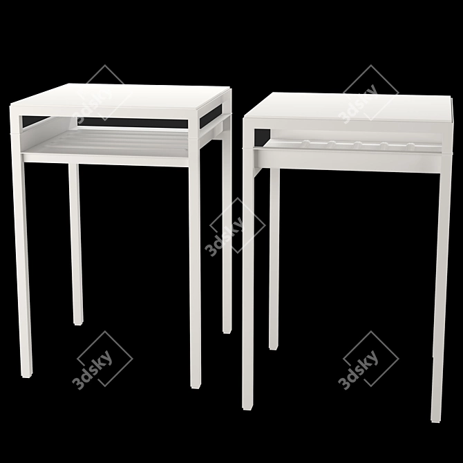 IKEA NYBODA Side Table: Black/White 3D model image 2