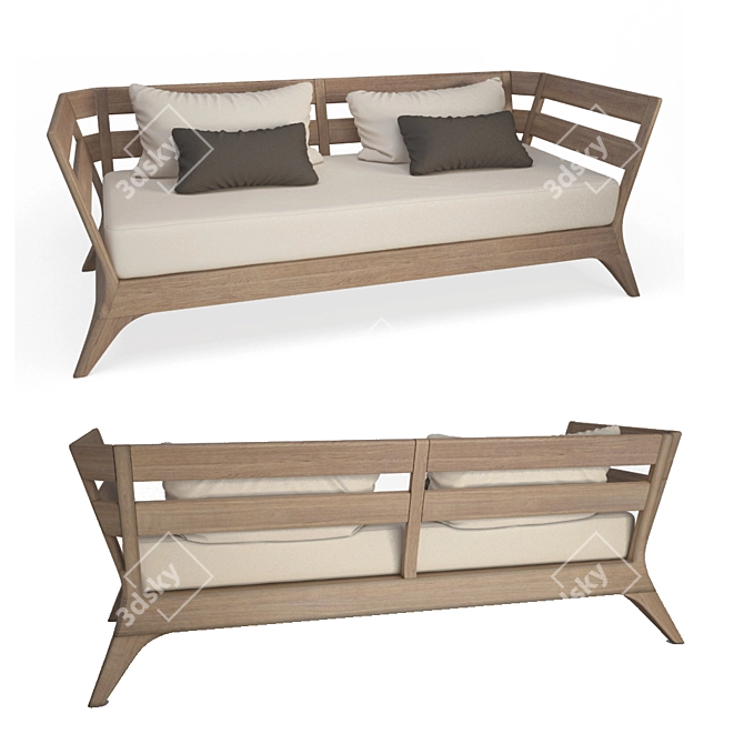 Modern Wooden Outdoor Terrace Sofa 3D model image 1