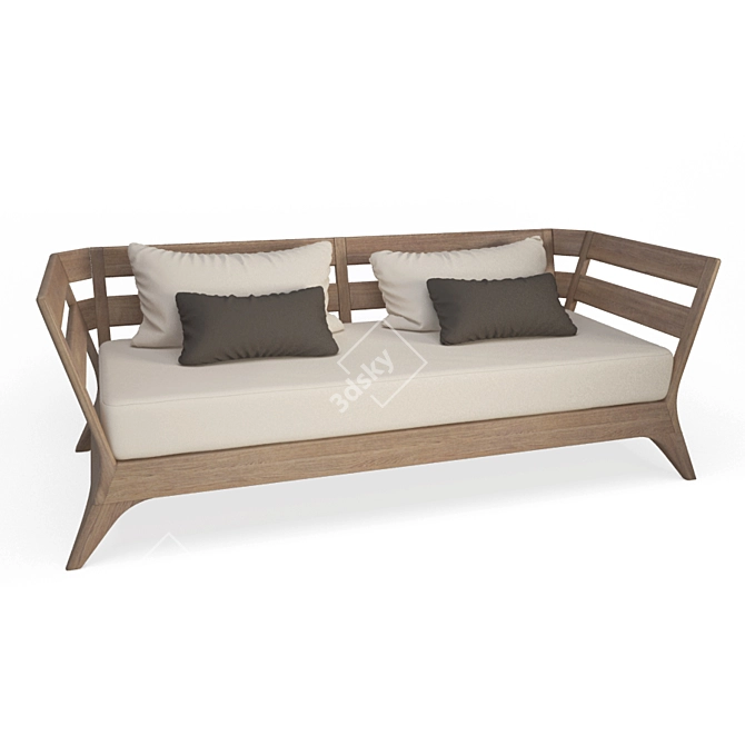 Modern Wooden Outdoor Terrace Sofa 3D model image 2