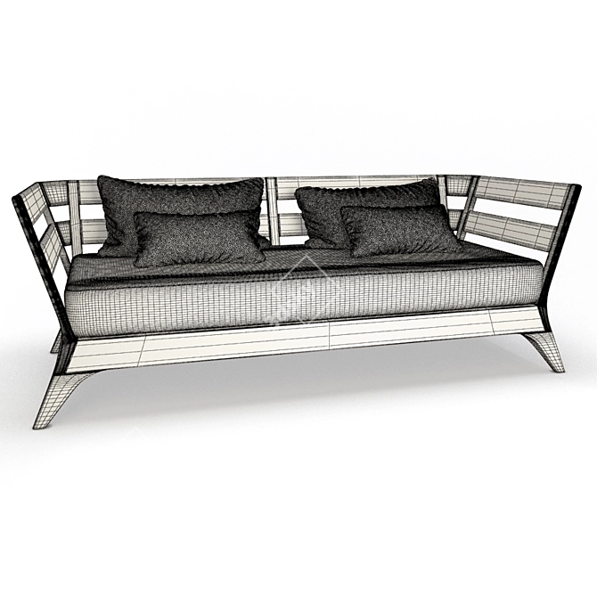 Modern Wooden Outdoor Terrace Sofa 3D model image 3