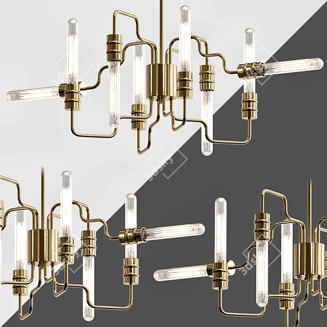 Transit 8-Light Gold Chandelier 3D model image 1