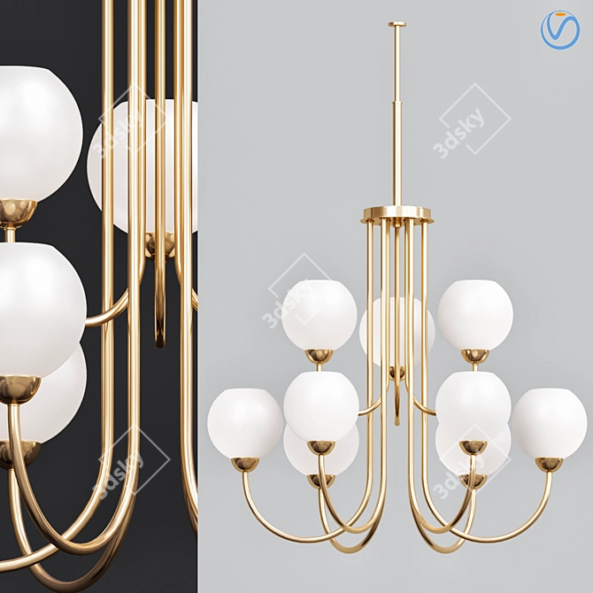 Vintage Gold Chandelier: Carisa Collection 3D model image 1