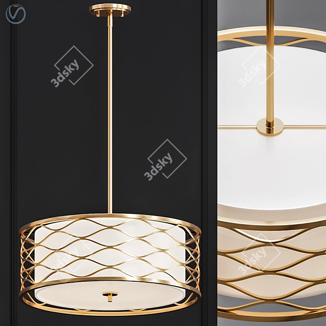 Solei 5-Light Gold Pendant 3D model image 1