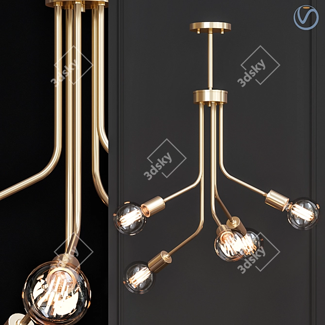 Elegant Chrome Pendant Light 3D model image 1