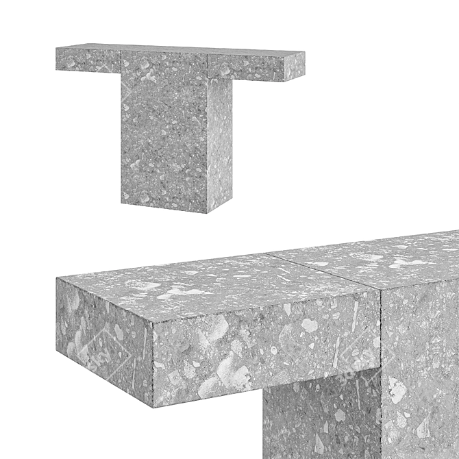 Elegant Modulor Console in Polished Stone 3D model image 1