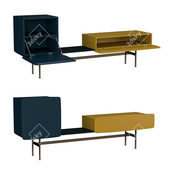 Yee Strong Storage Bench 214x46x87cm 3D model image 2