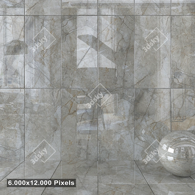 Elegant Marble Silver River Wall Set 3D model image 1