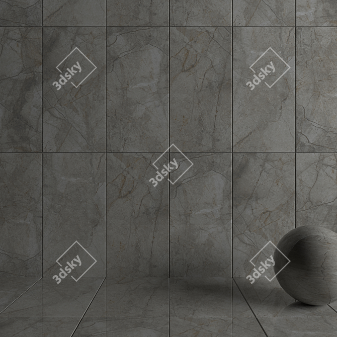 Elegant Marble Silver River Wall Set 3D model image 3