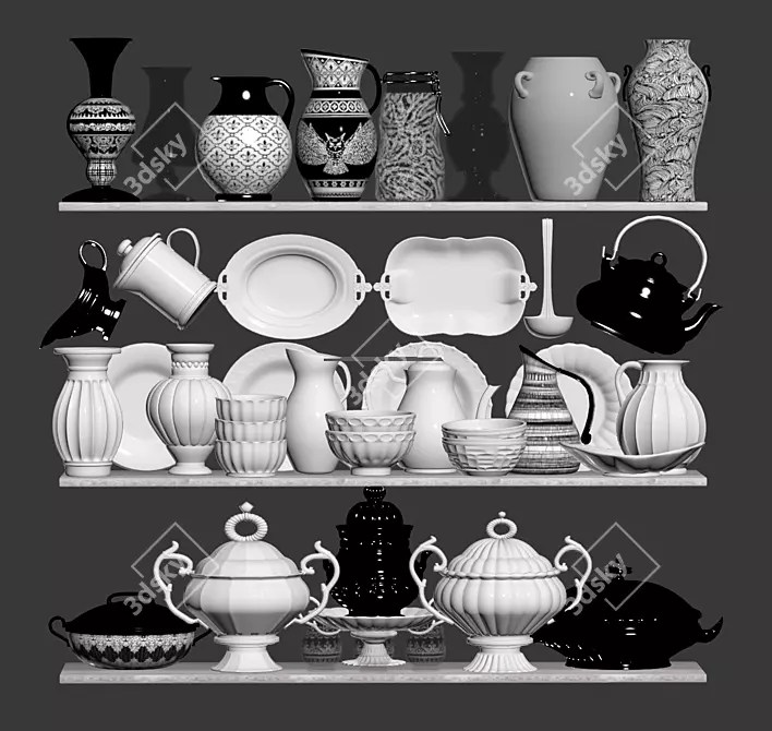 Elegant Dinnerware Set 3D model image 3