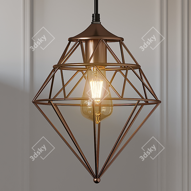 Copper Metal Pendant Light 3D model image 2