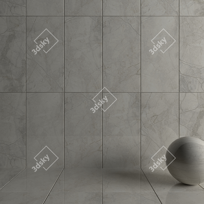 Silver River Light Wall Tiles - Elegant Marble 3D model image 3