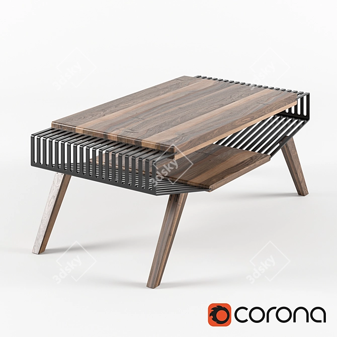 Polyline Wooden Coffee Table 3D model image 1