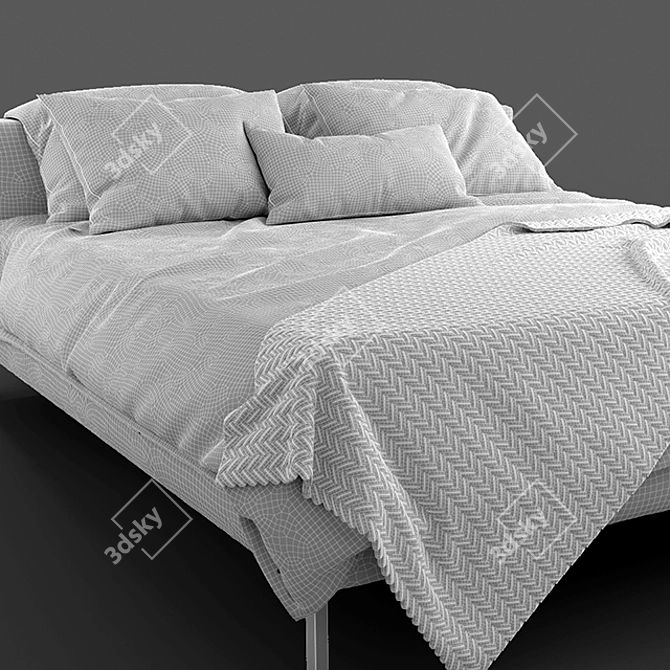 Sleek Modern Bed 3D model image 3