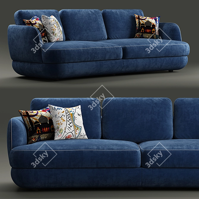 Elegant Parenthese Sofa: Sophisticated Design 3D model image 1