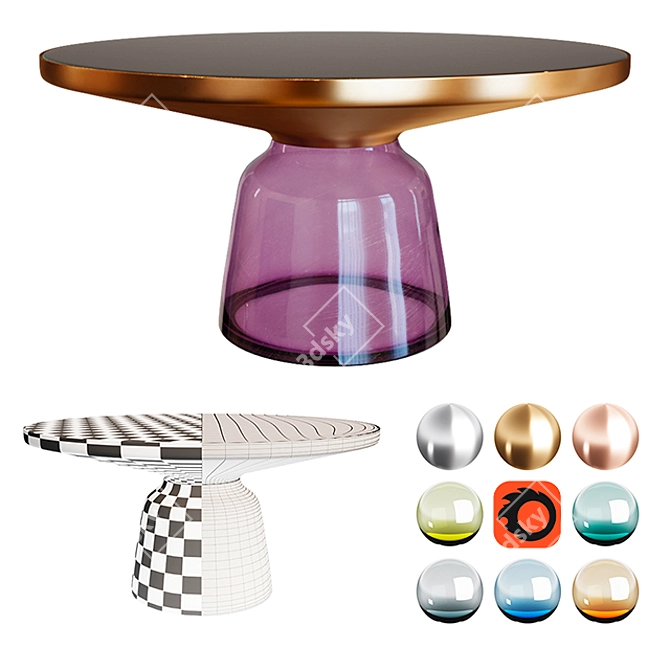 Handblown Glass and Metal Coffee Table 3D model image 2