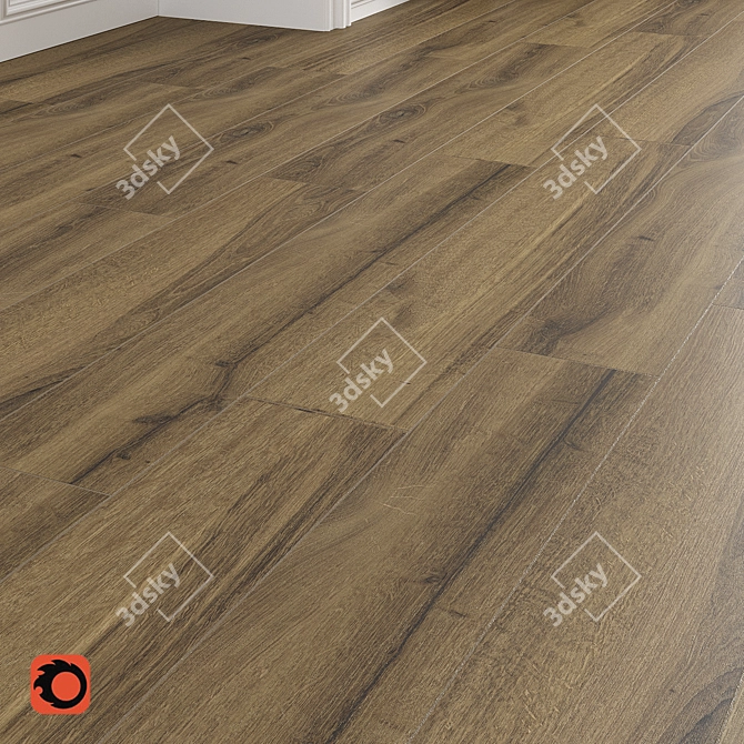 Skogen Brown Wood Floor Tile - High-Quality Textured Material 3D model image 2