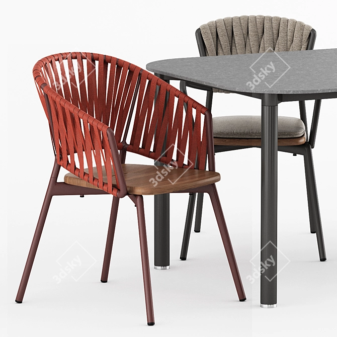 Modern Outdoor Table and Chairs by Roda 3D model image 2