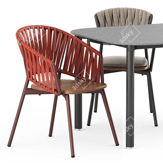 Modern Outdoor Table and Chairs by Roda 3D model image 5