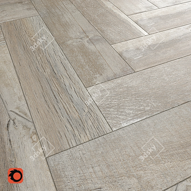 Bergen Light Gray Wood-Textured Floor Tile 3D model image 3