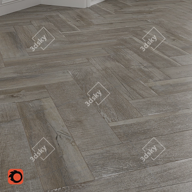 Bergen Dark Grey Wood Tile 3D model image 2