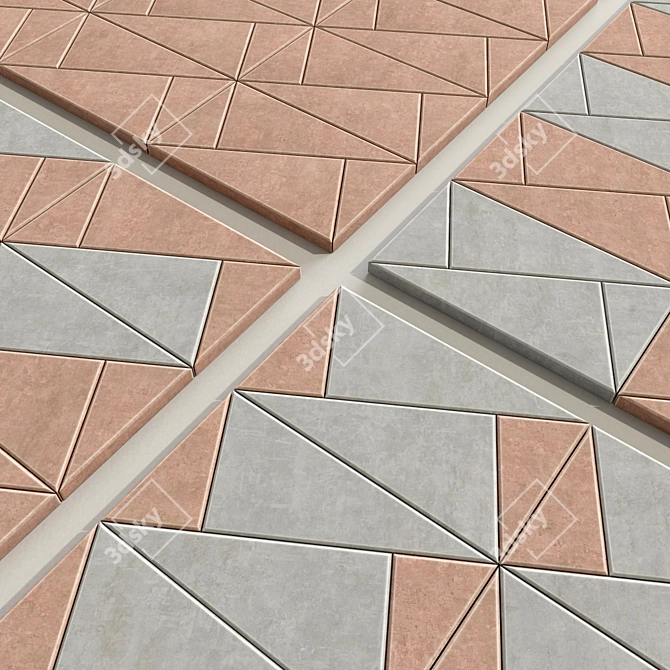 Triangular Paving Plates: Versatile, Textured, Two-tone 3D model image 2